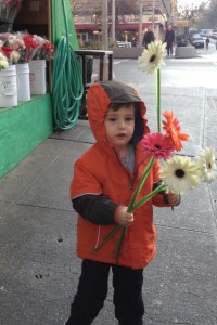 Max's turn to bring flowers to his classroom