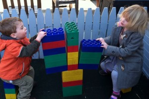 Blocks with Elinor during playtime at school