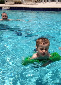 Swimming - by himself! - in the pool by Bubbe and Poppy