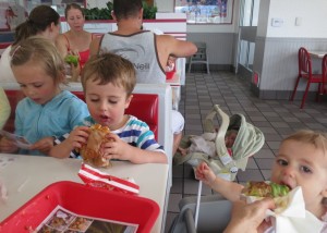 The kids' first In-N-Oit experience. They devoured their burgers,